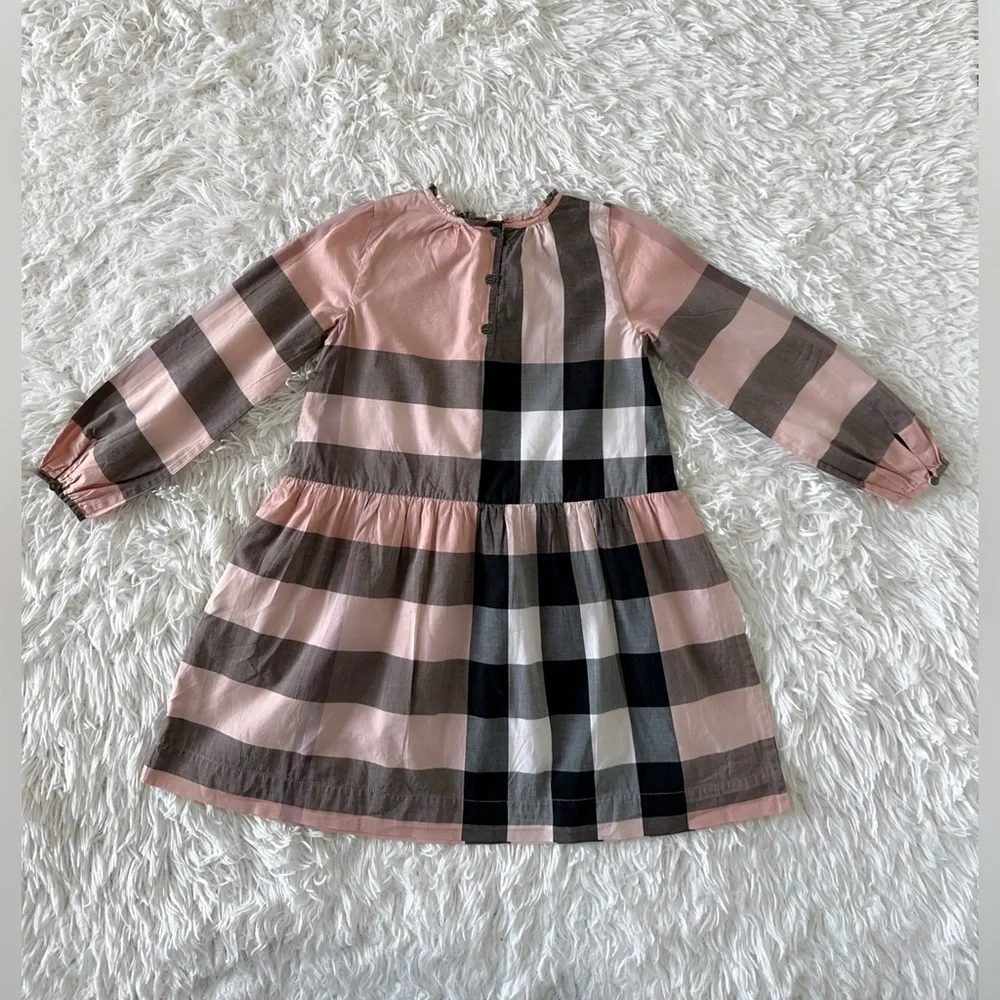 Burberry Pink and Black Pleated Sundress with Raglan Sleeves